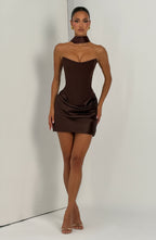 Vestido corto Maggie marrón ciruela, vista 13
