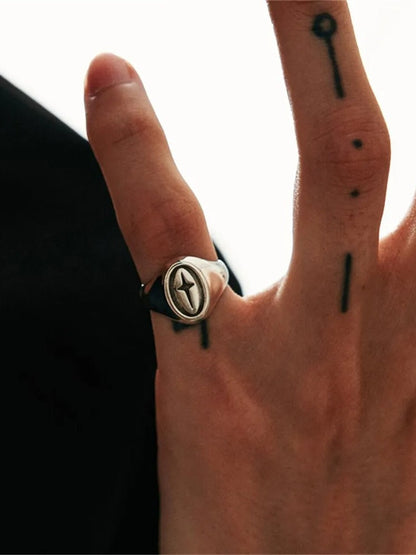 Cruz vintage ajustable Anillo