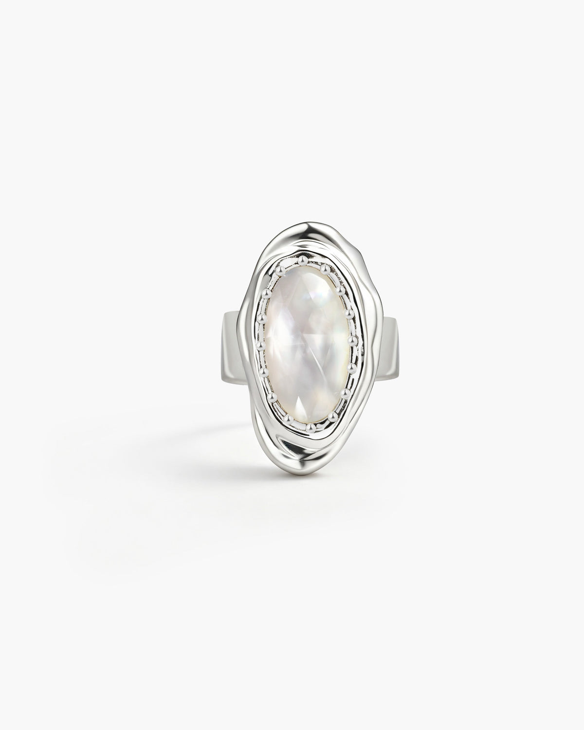 Crystal Cut Mother of Pearl Ring