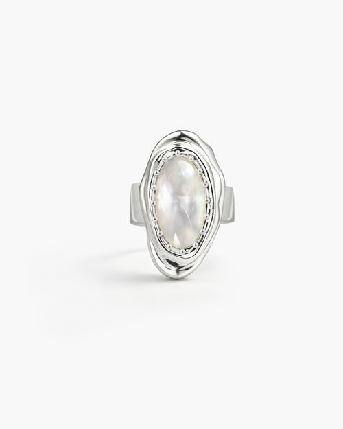 Crystal Cut Mother of Pearl Ring