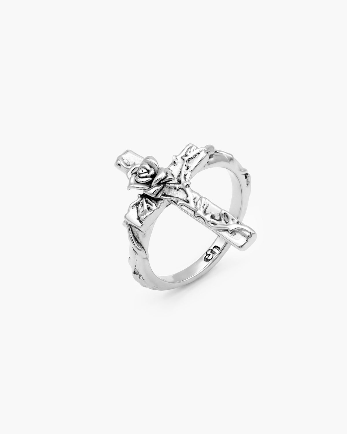 Wild Rose Cross Ring in Silver