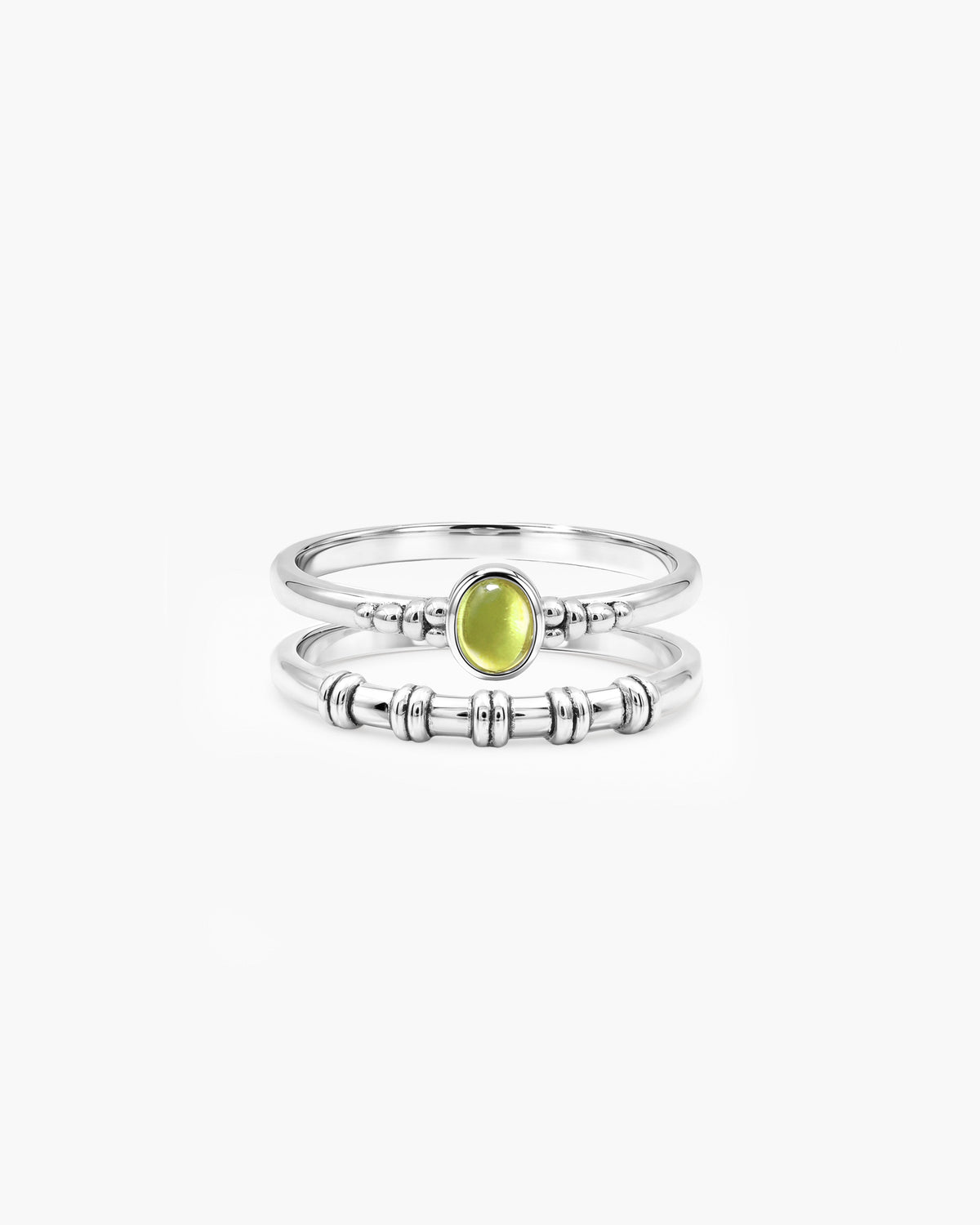 Conjunto de Anillos Peridot Plateados