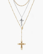 Rosalia Pearl Cross Lariat Necklace